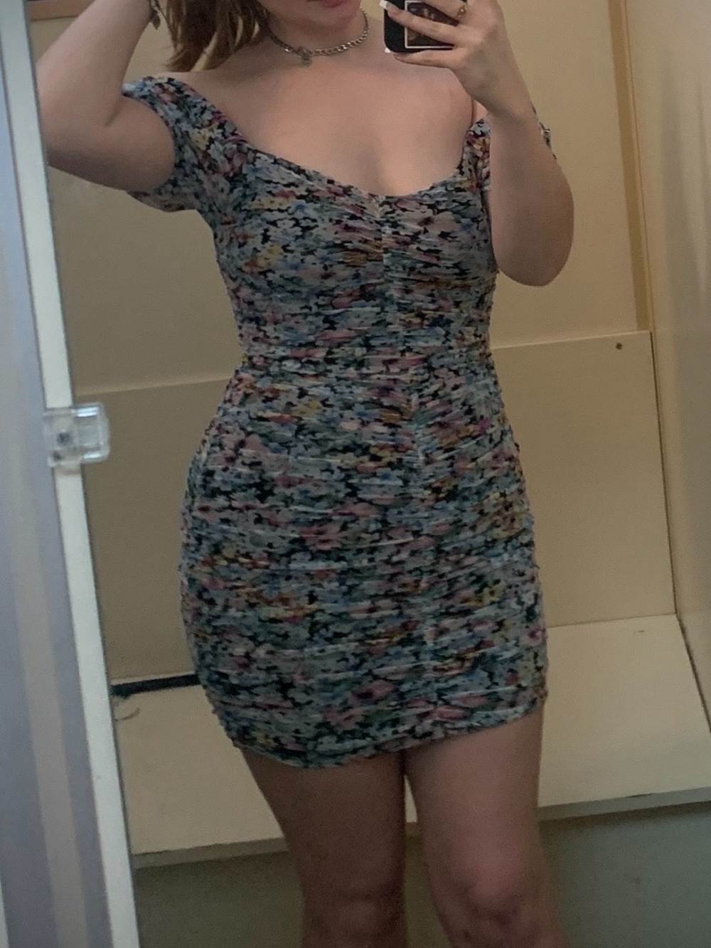 I.N. San Francisco Pastel Floral Ruched Midi Dress